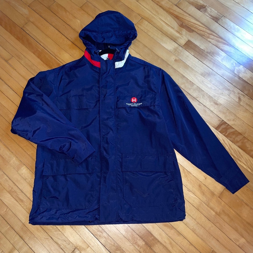 Tommy Hilfiger Y2K Jacket Coat Classic Logo Preppy Retro Navy Color Block